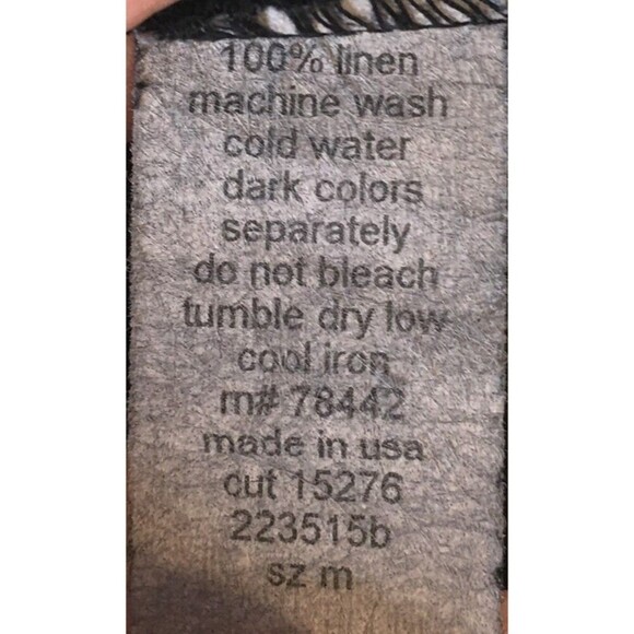 Russ Berens Pants Women's Size Medium Black 100% Linen Stretch Waist - Picture 5 of 6